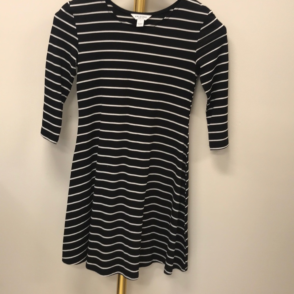 Black and white striped 3/4 sleeve Arizona dress